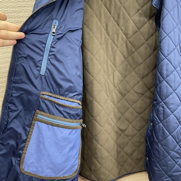Peter Millar Crown Suffolk Coat Mens XL Blue Windproof Diamond Quilted Jacket - Picture 8 of 9